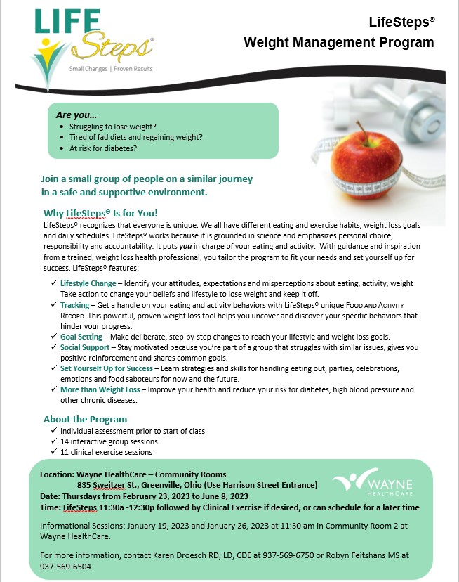 LifeSteps Program Information photo of apple with tape measure around it.